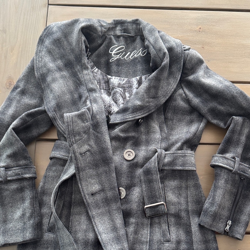Guess Women's Charcoal Check Trench Coat